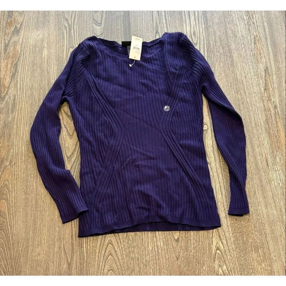 NWT Lane Bryant Rib Pullover Sweater Crewneck Long Sleeves Purple Size 14/16